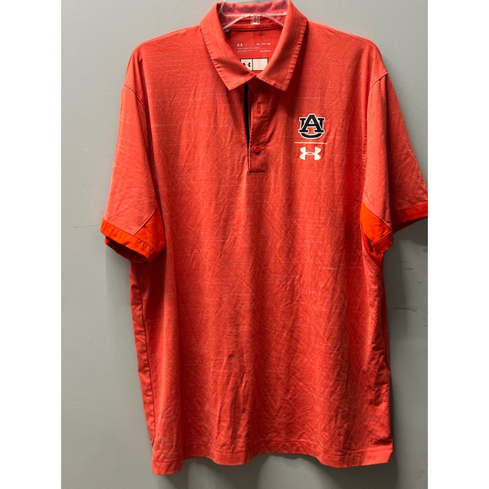 Under Armour HeatGear Polo Auburn Tigers Mens XL Orange Athletic Logo Golf